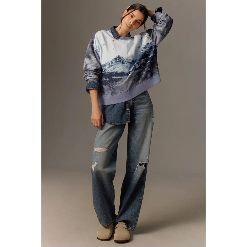 Pilcro Anthropologie Scenic Mountain Crew Neck Sweatshirt Women’s Small - Picture 12 of 12